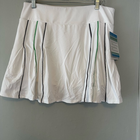 Gottex G Lifestyle UPF 50 White Skort with Navy & Green Contrast Piping Large - Picture 6 of 8